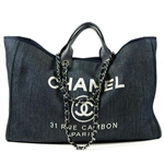 Chanel - New XL Deauville Denim Tote Shoulder Bag