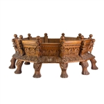 Ornate Carved Luxury Round Wooden Cat Dog Pet Bed